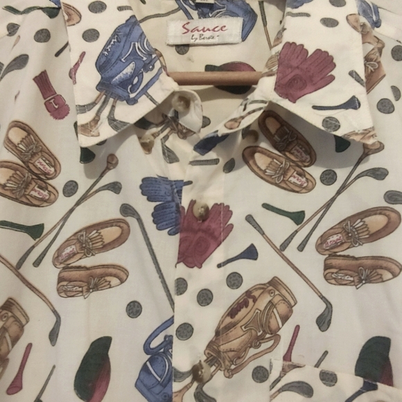 Vintage Sauce by Berne Shirt Golf All Over Print Button Up Short Sleeve Mens XL - Picture 4 of 12